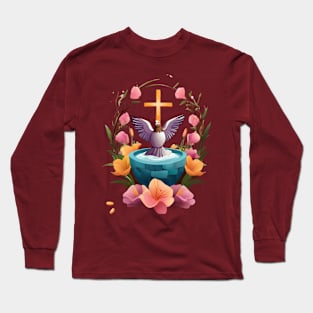 Easter Dove with a Cross / Spring Blessings Long Sleeve T-Shirt